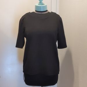 Textured black elbow top